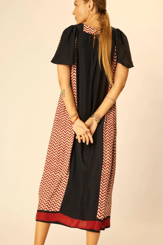 Dresses Shop Natalie Martin SIENNA DRESS Block Zigzag Noire