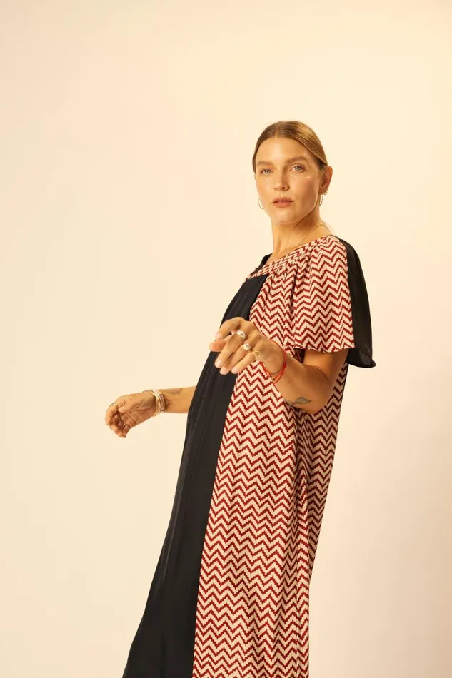 Dresses Shop Natalie Martin SIENNA DRESS Block Zigzag Noire