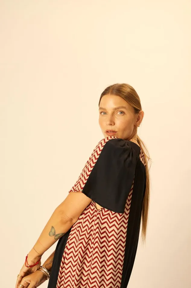 Dresses Shop Natalie Martin SIENNA DRESS Block Zigzag Noire