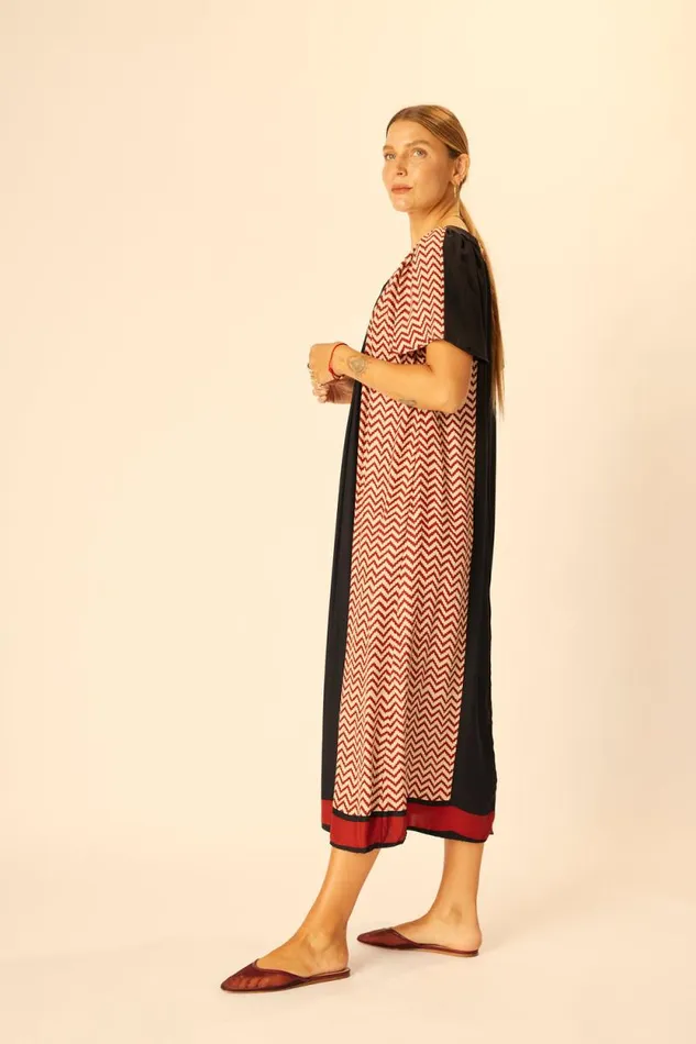 Dresses Shop Natalie Martin SIENNA DRESS Block Zigzag Noire