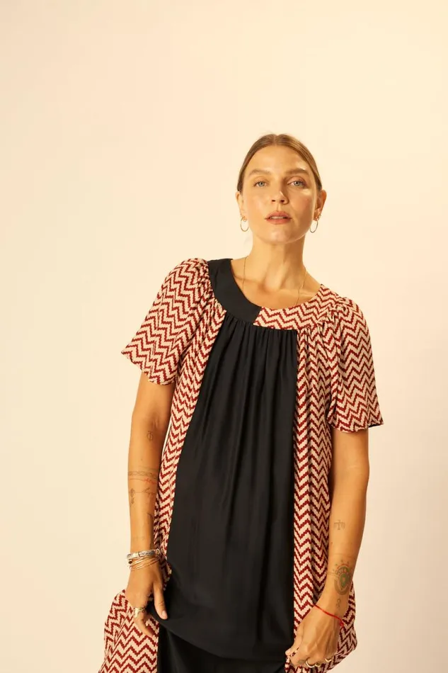 Dresses Shop Natalie Martin SIENNA DRESS Block Zigzag Noire