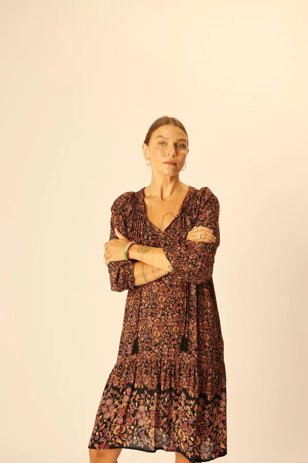 Dresses Shop Natalie Martin STEVIE DRESS Petite Fleur Noire