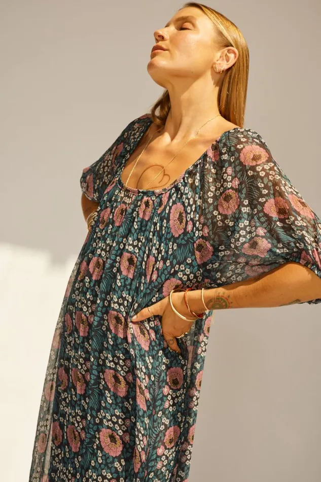 Dresses Shop Natalie Martin VIVI DRESS Vintage Flowers Indigo