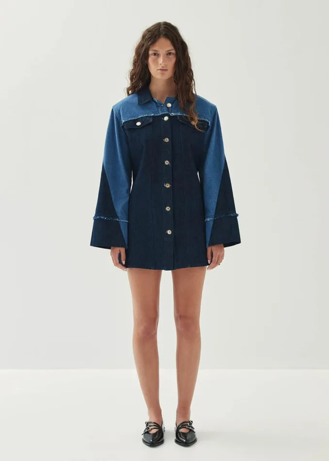 Dresses Women ALOHAS Veden Bicolor Indigo Denim Dress