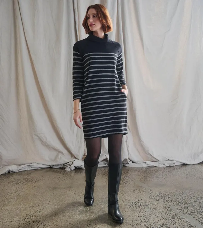Dresses Women Hatley Draped Collar Dress 8211 Caviar Stripe