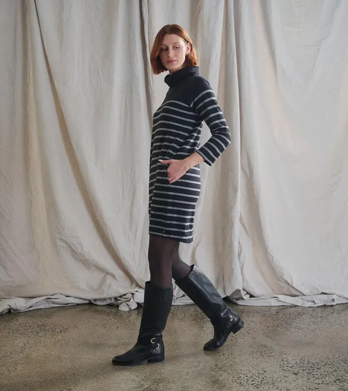Dresses Women Hatley Draped Collar Dress 8211 Caviar Stripe