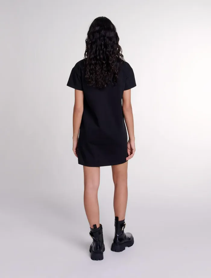 Dresses Women Maje Embroidered Rhinestone Polo Dress Black