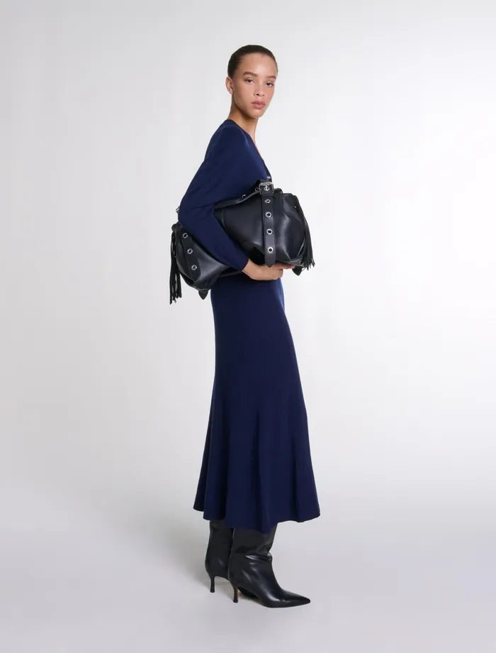 Dresses Women Maje Knit Maxi Dress Navy