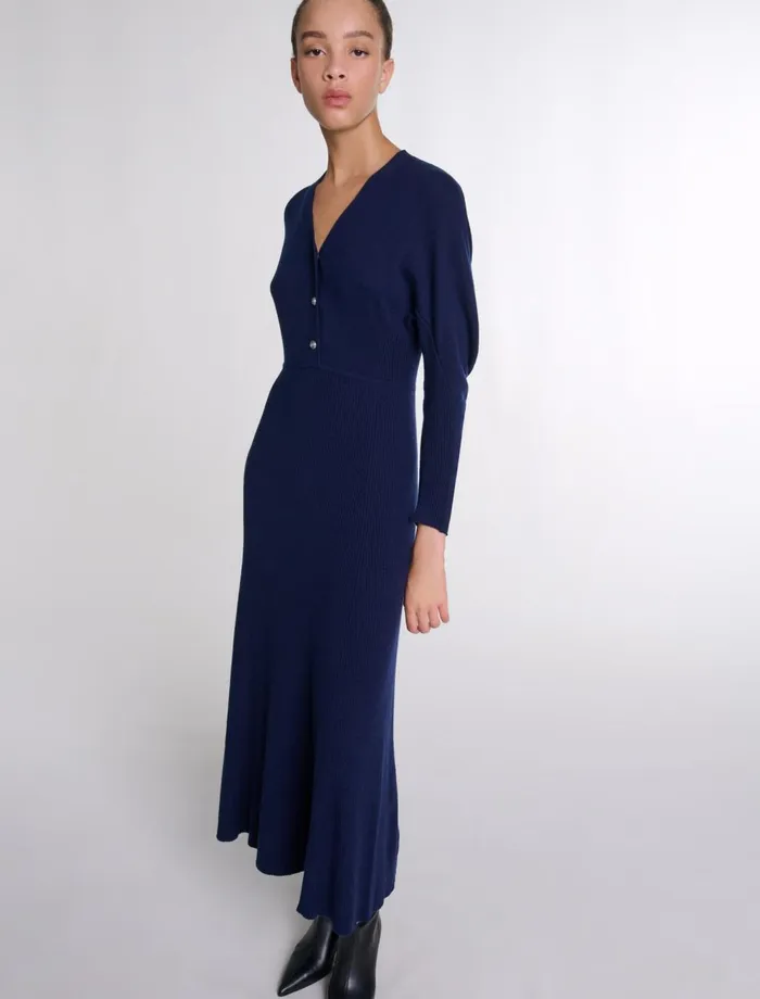Dresses Women Maje Knit Maxi Dress Navy
