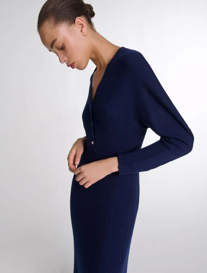 Dresses Women Maje Knit Maxi Dress Navy