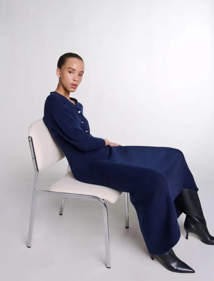 Dresses Women Maje Knit Maxi Dress Navy