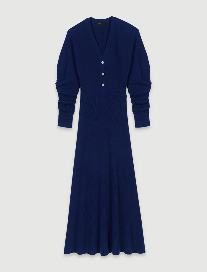 Dresses Women Maje Knit Maxi Dress Navy