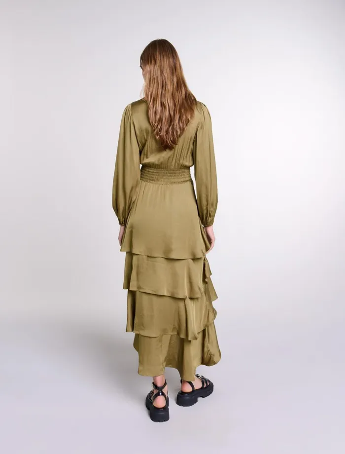 Dresses Women Maje Tiered Maxi Dress Khaki