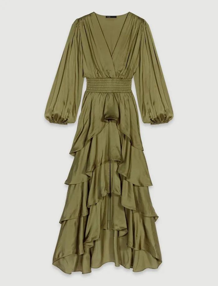 Dresses Women Maje Tiered Maxi Dress Khaki