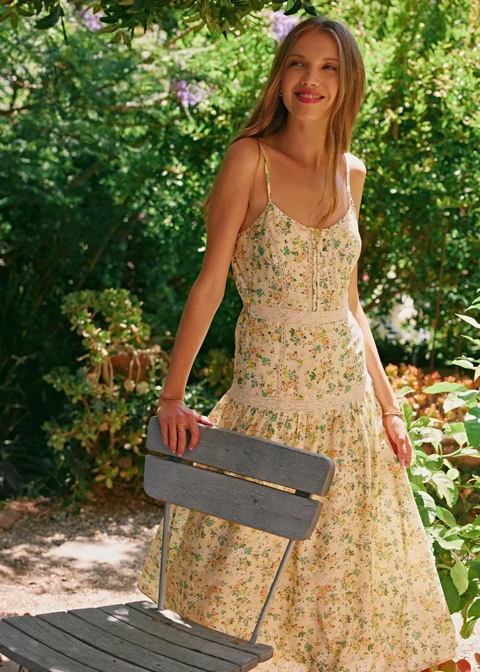 Earth Angel Midi Dress Yellowfloral Women Lost Wander Dresses