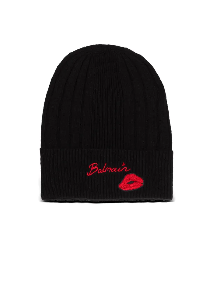Ecocashmere Kiss Beanie Black Men Balmain Hats And Caps