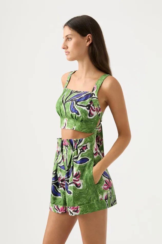 Eden Tie Back Top Native Gumnut Floral Women Aje Tops
