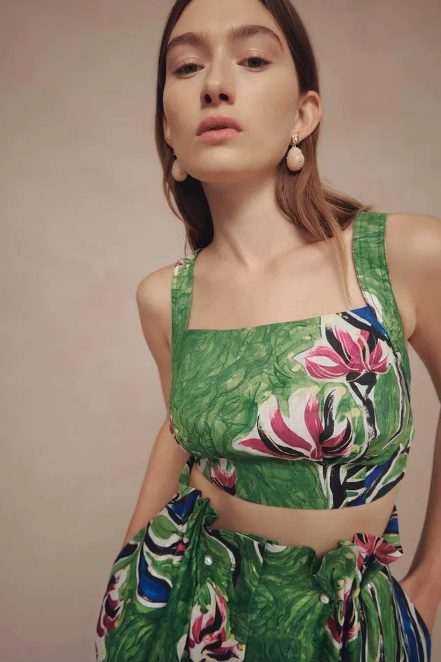 Eden Tie Back Top Native Gumnut Floral Women Aje Tops