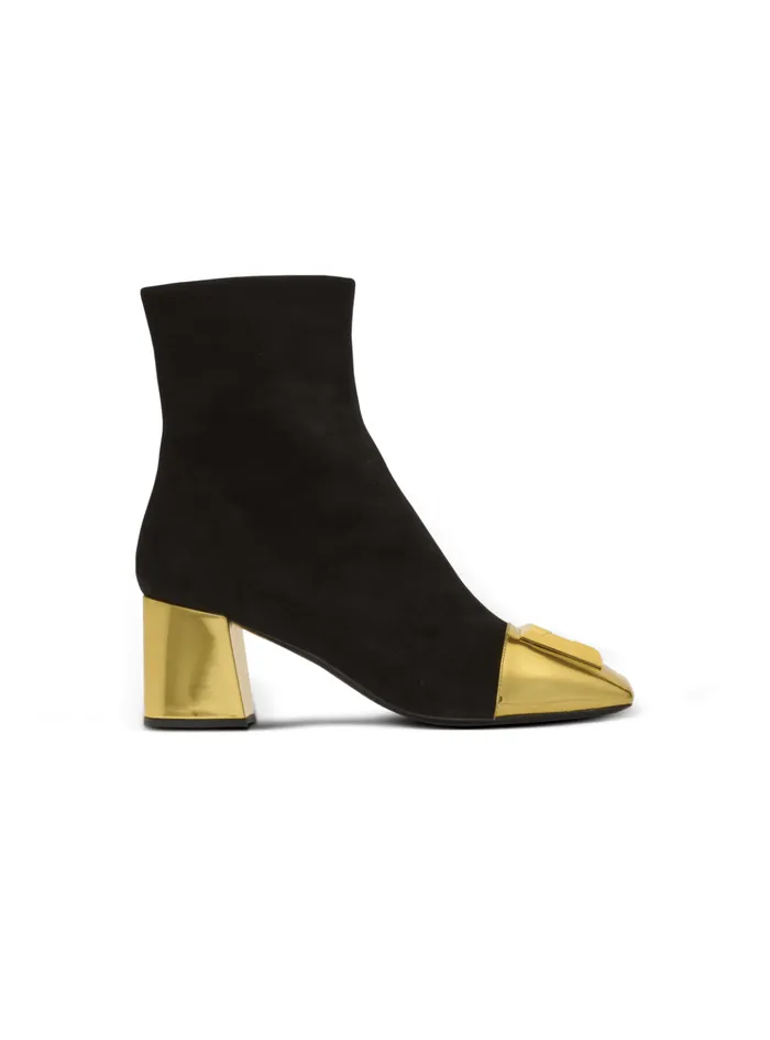Edna Ankle Boots In Suede And Mirrored Leather Black Women Balmain Boots