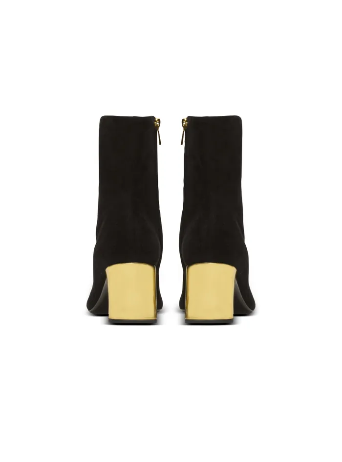 Edna Ankle Boots In Suede And Mirrored Leather Black Women Balmain Boots