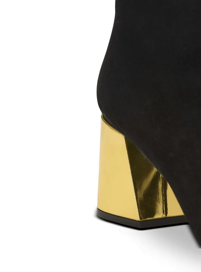 Edna Ankle Boots In Suede And Mirrored Leather Black Women Balmain Boots