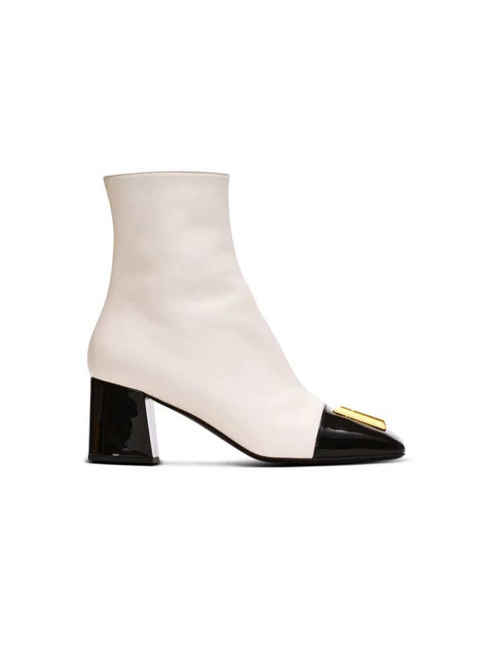 Edna Ankle Boots In Twotone Leather White Women Balmain Boots