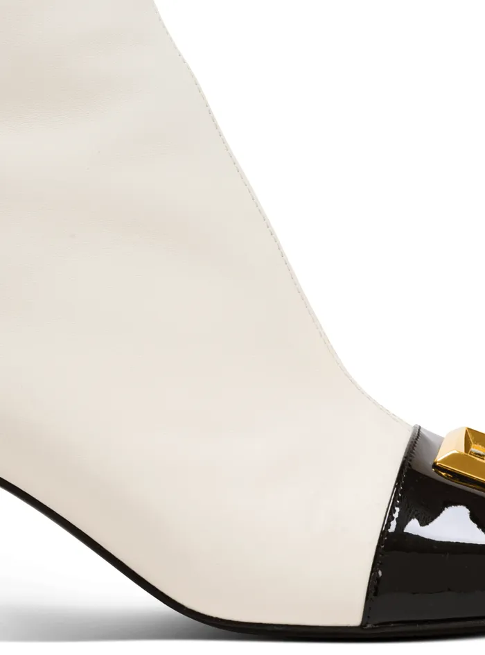 Edna Ankle Boots In Twotone Leather White Women Balmain Boots