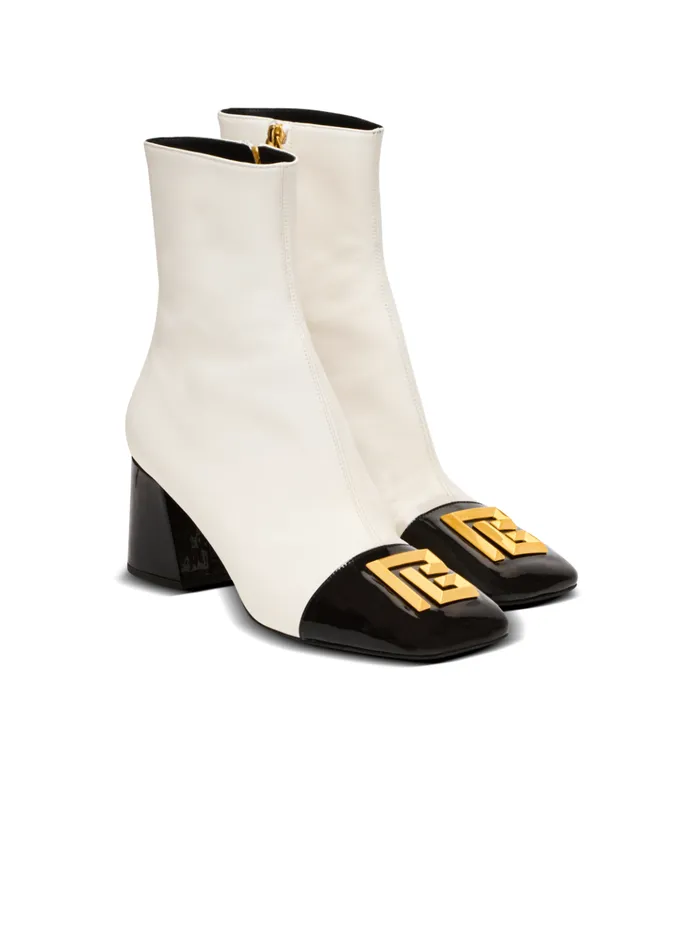 Edna Ankle Boots In Twotone Leather White Women Balmain Boots