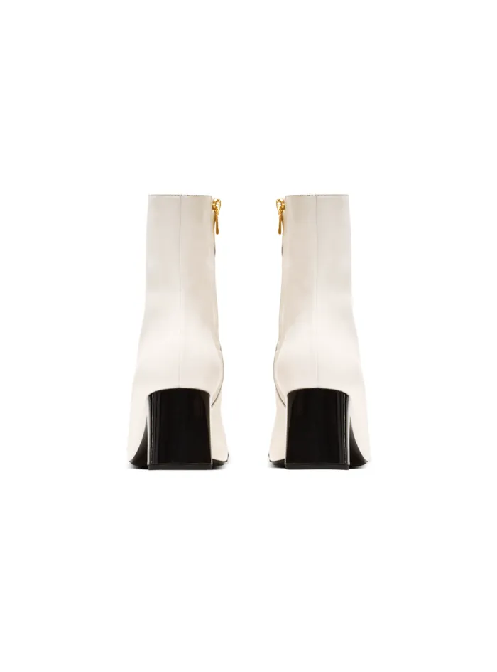 Edna Ankle Boots In Twotone Leather White Women Balmain Boots