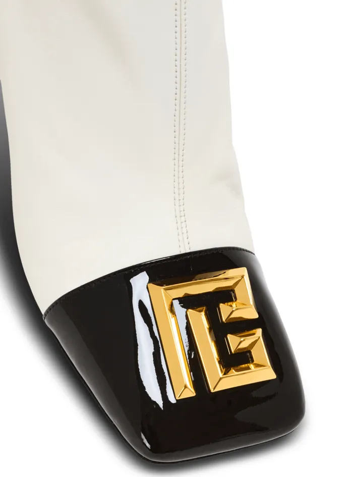 Edna Ankle Boots In Twotone Leather White Women Balmain Boots