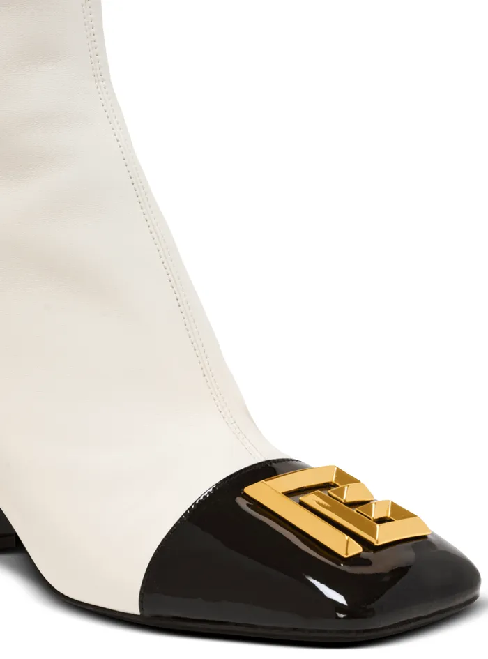 Edna Ankle Boots In Twotone Leather White Women Balmain Boots