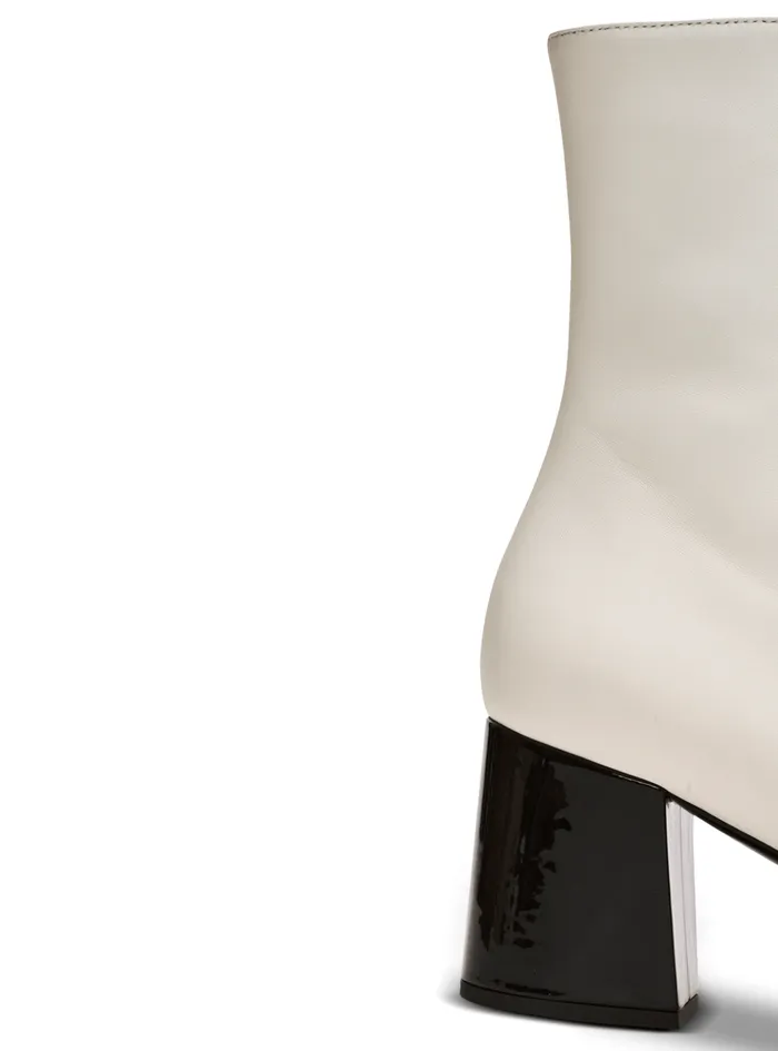 Edna Ankle Boots In Twotone Leather White Women Balmain Boots