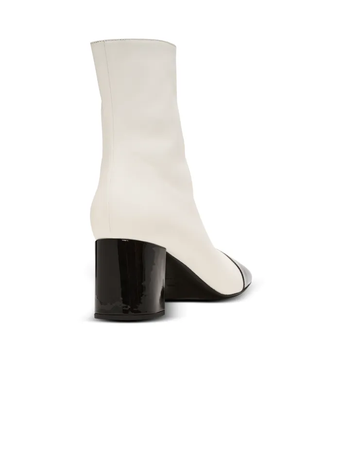 Edna Ankle Boots In Twotone Leather White Women Balmain Boots