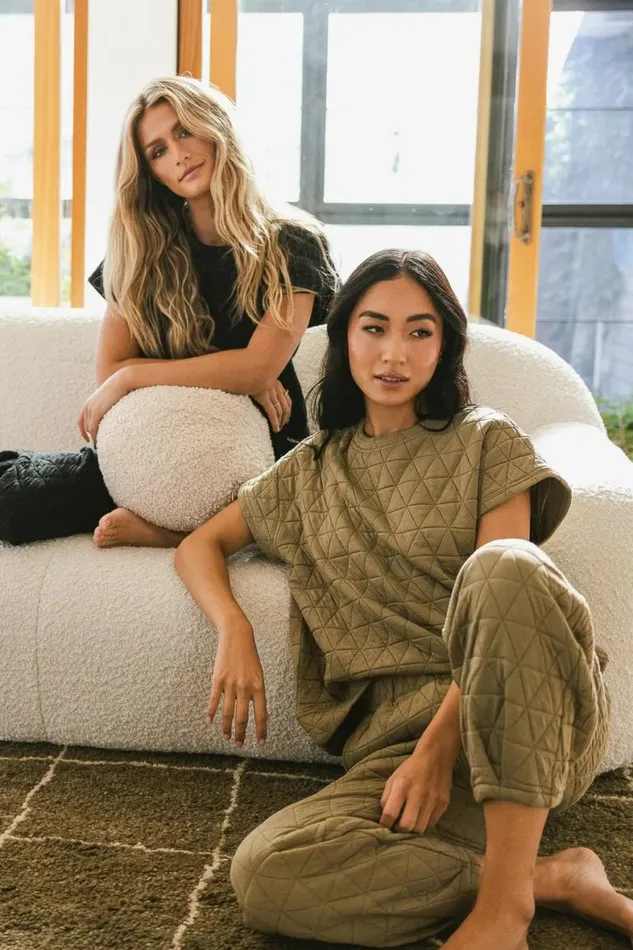 Elora Quilted Joggers In Olive Olive Women Bohme Pants