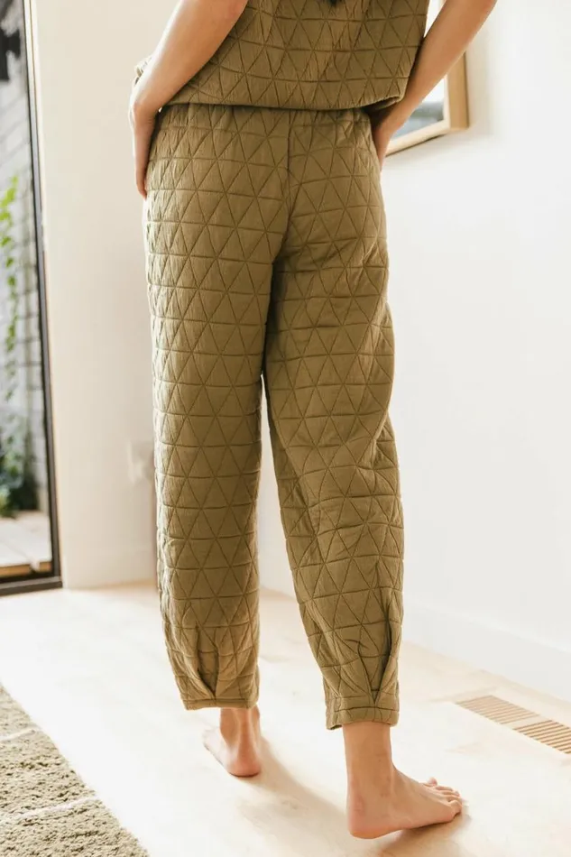 Elora Quilted Joggers In Olive Olive Women Bohme Pants