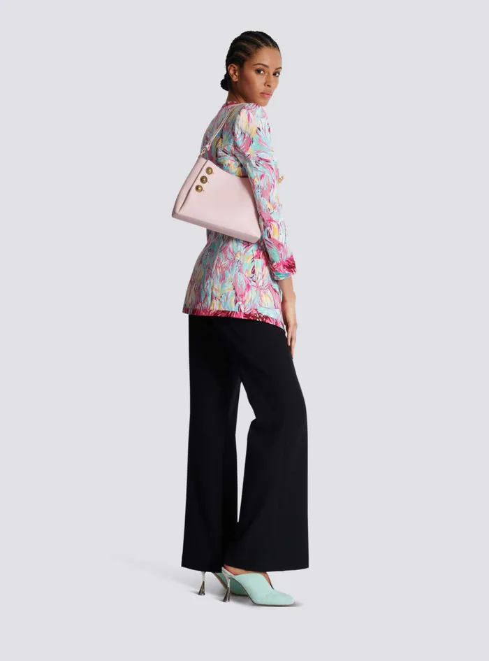 Emblegraveme Shoulder Bag In Grained Calfskin Pink Women Balmain Shoulder Bags