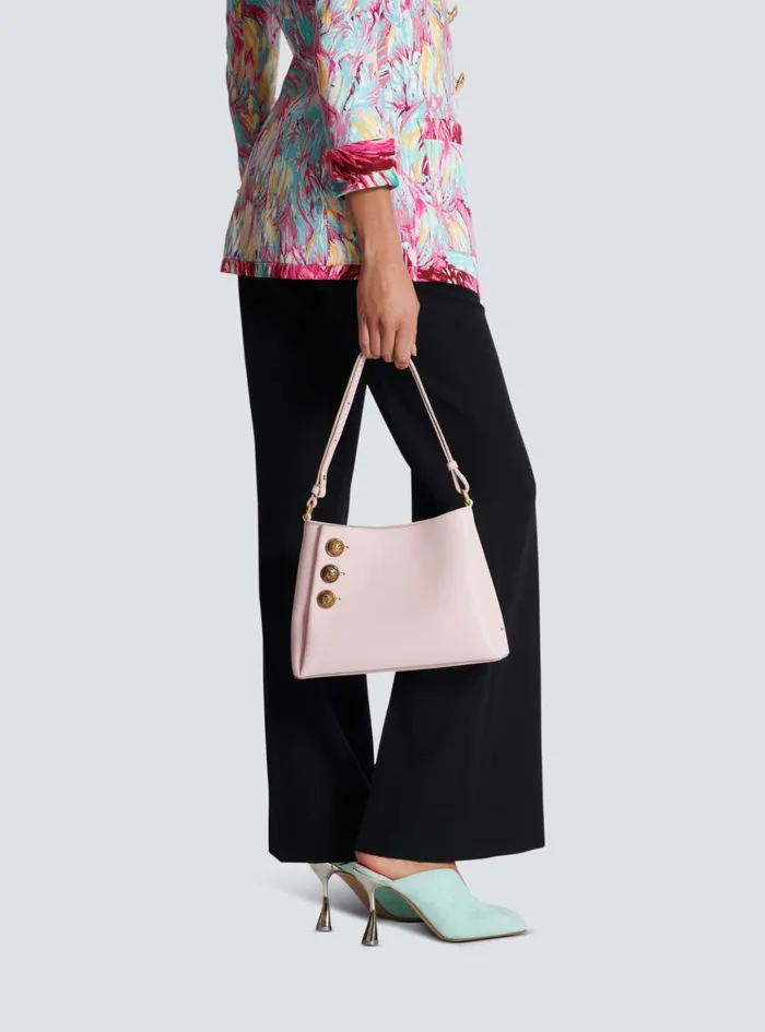 Emblegraveme Shoulder Bag In Grained Calfskin Pink Women Balmain Shoulder Bags