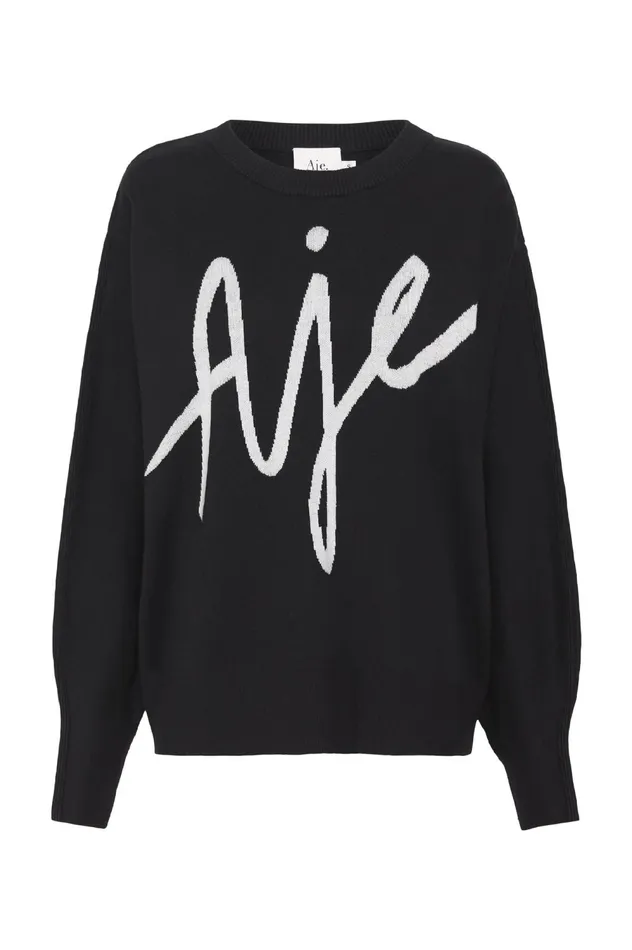 Equation Knit Crew Jumper Blackwhite Women Aje Knitwear 038 Jumpers