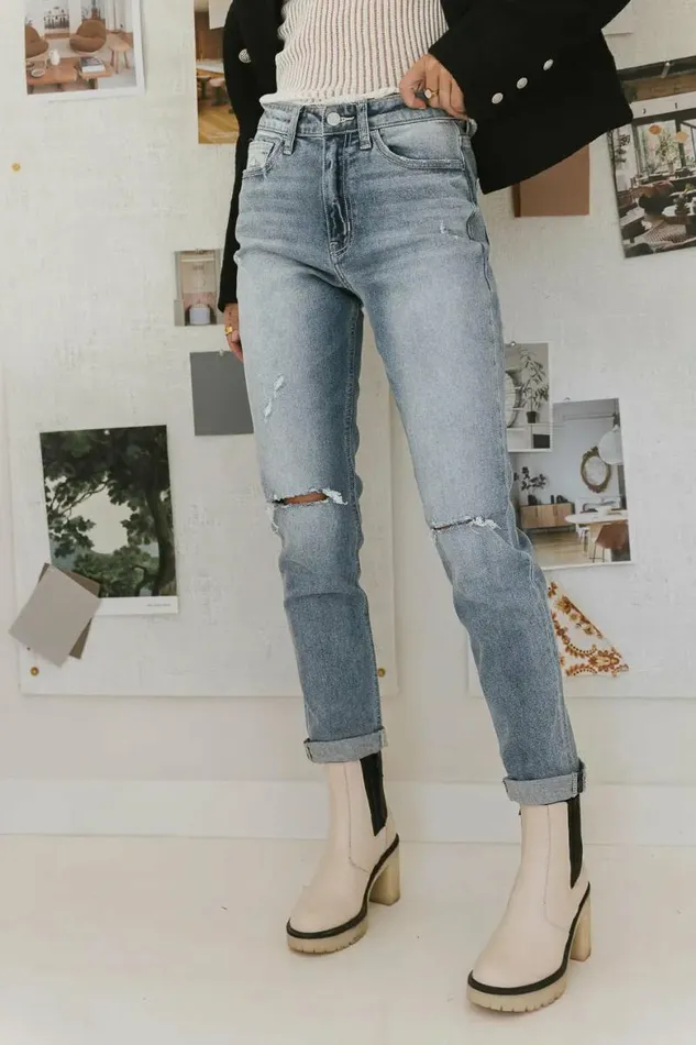 Erika Distressed Mom Jeans Medium Wash Women Bohme Denim