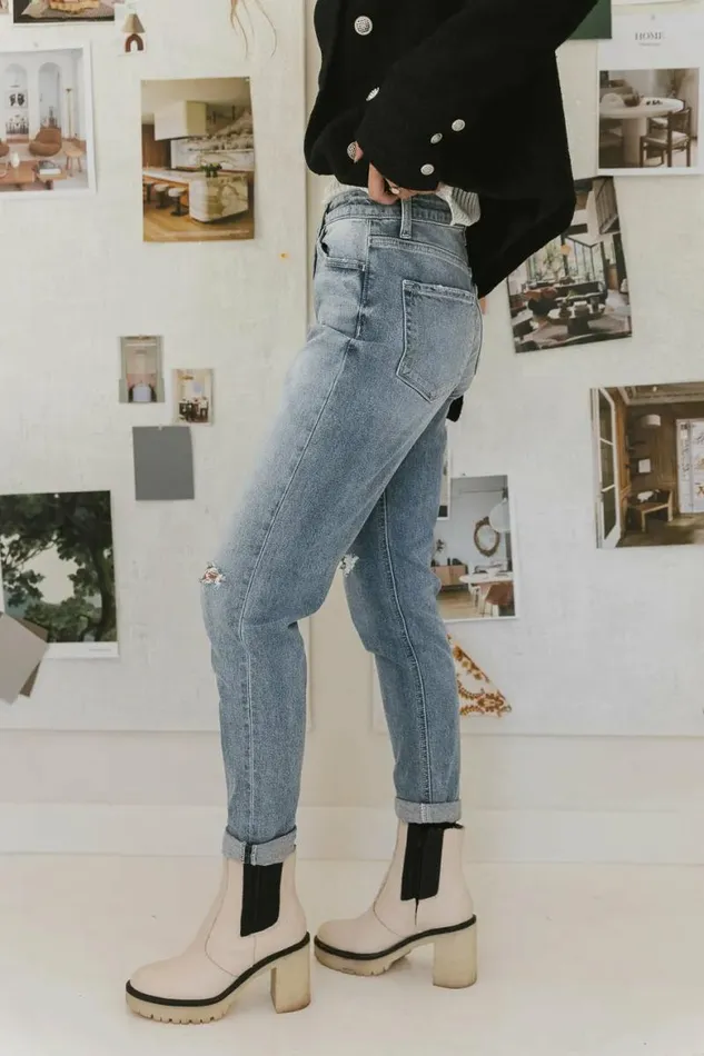 Erika Distressed Mom Jeans Medium Wash Women Bohme Denim