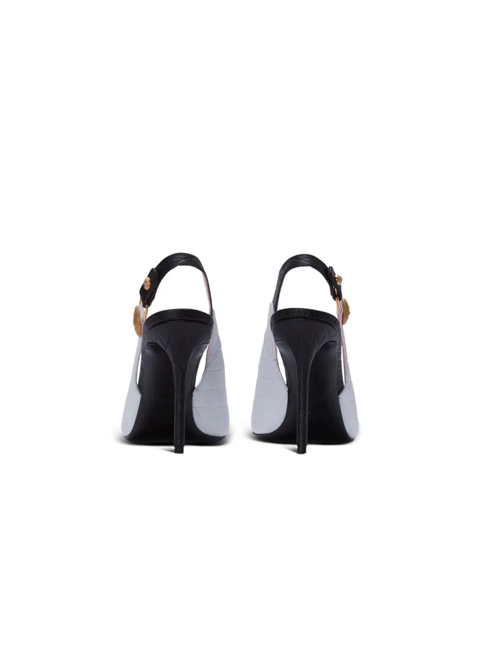 Eva Pumps In Calfskin With Embossed Diamond Motif White Women Balmain High Heels and Pumps