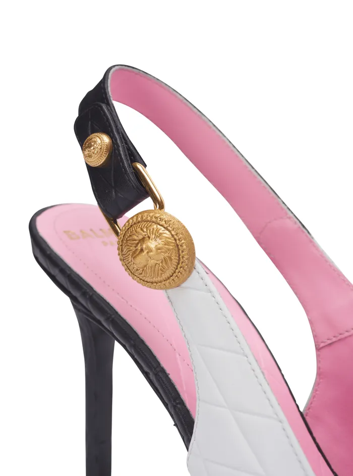 Eva Pumps In Calfskin With Embossed Diamond Motif White Women Balmain High Heels and Pumps