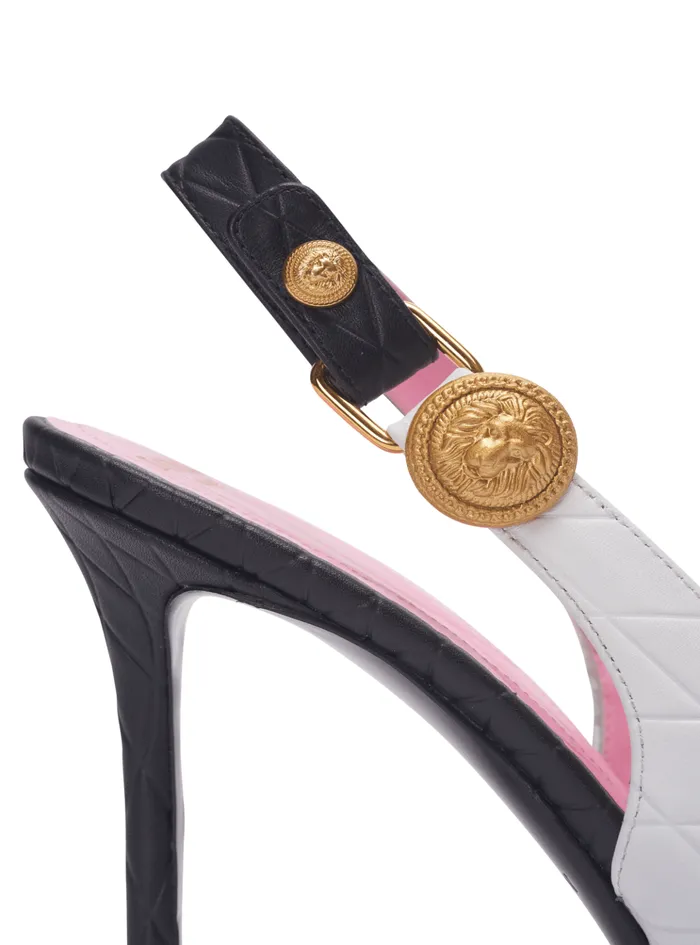 Eva Pumps In Calfskin With Embossed Diamond Motif White Women Balmain High Heels and Pumps