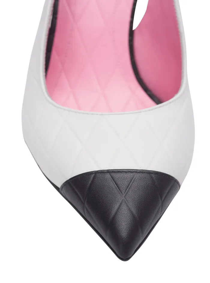 Eva Pumps In Calfskin With Embossed Diamond Motif White Women Balmain High Heels and Pumps