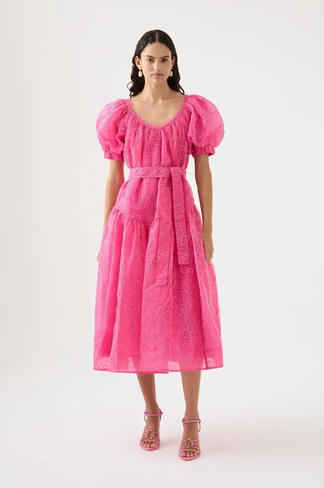 Evangeline Cornelli Midi Dress Protea Pink Women Aje Pink Dresses