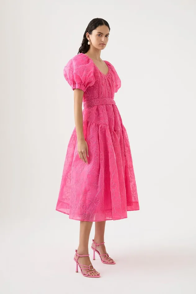 Evangeline Cornelli Midi Dress Protea Pink Women Aje Pink Dresses