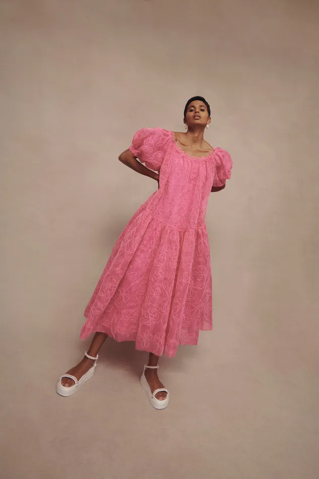 Evangeline Cornelli Midi Dress Protea Pink Women Aje Pink Dresses