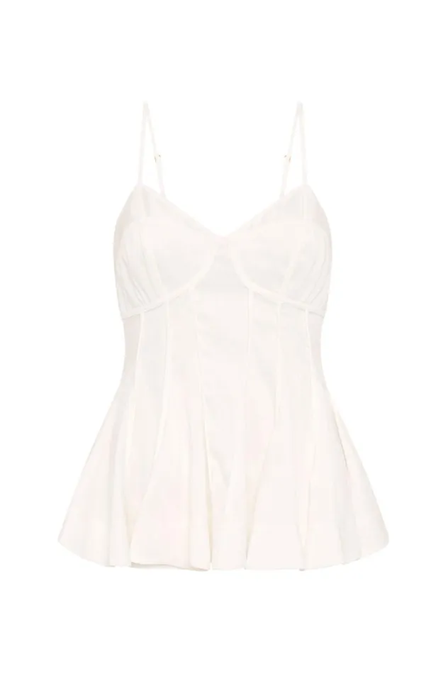 Evangeline Flared Camisole Top Ivory Women Aje Tops