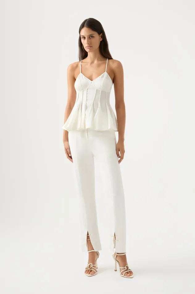 Evangeline Flared Camisole Top Ivory Women Aje Tops