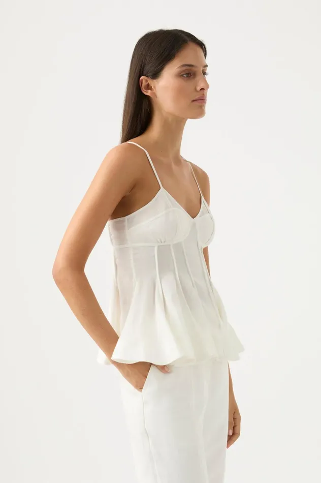 Evangeline Flared Camisole Top Ivory Women Aje Tops